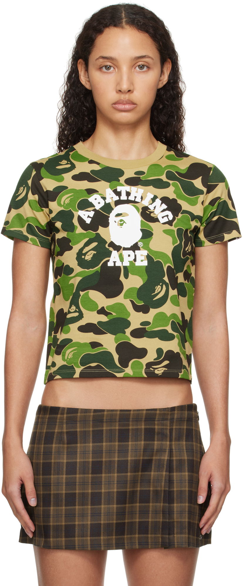 Crop Top BAPE Camo Mini T-shirt Zelené | 001CSK802004L