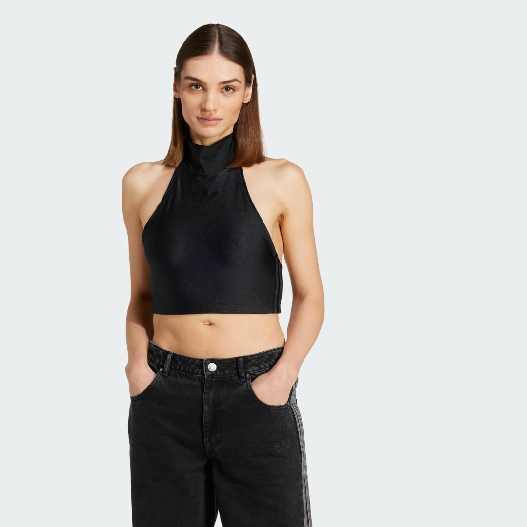 Crop Top adidas Performance Women's Crop Top with Tie-Neck Čierna | JJ3182, 0