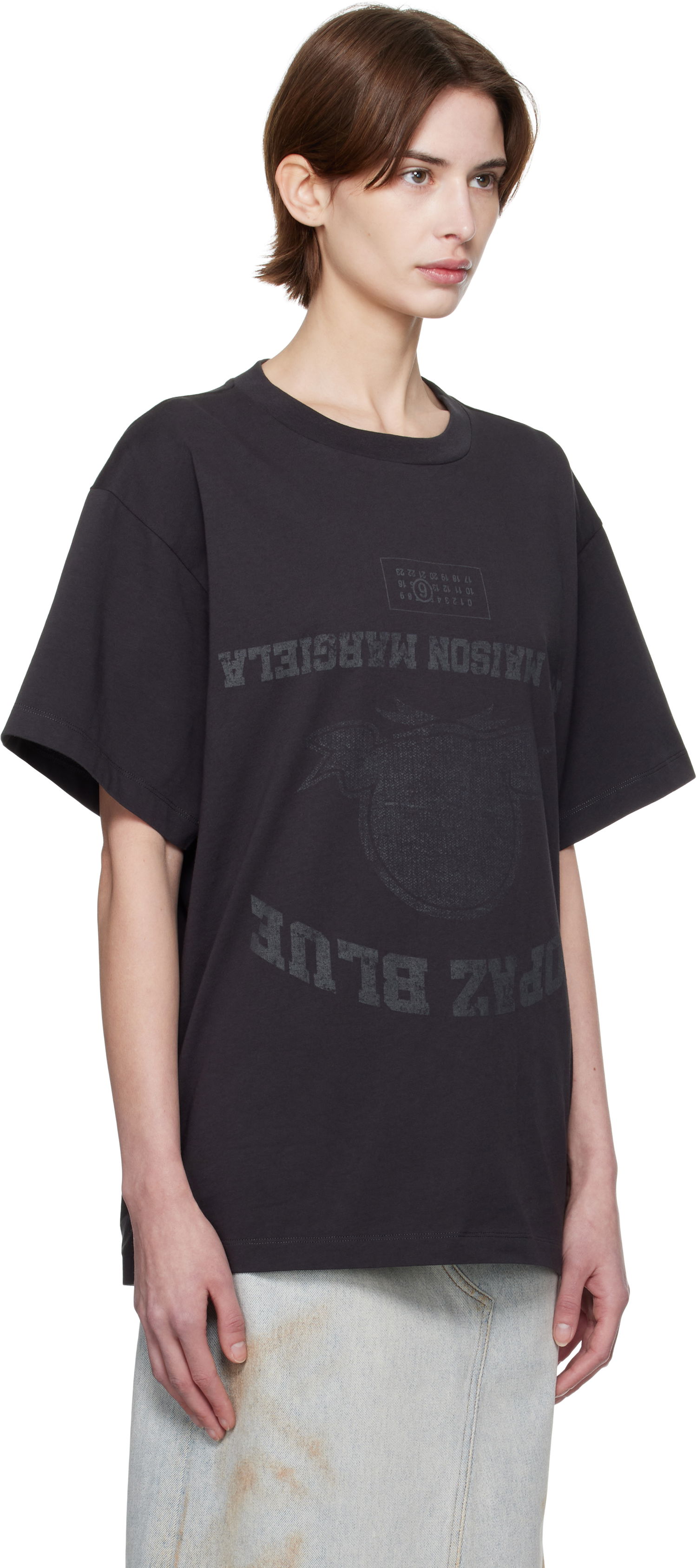 Tričko Maison Margiela MM6 Maison Margiela Topaz Blue Graphic T-Shirt Čierna | SH0GC0041 S24311, 1