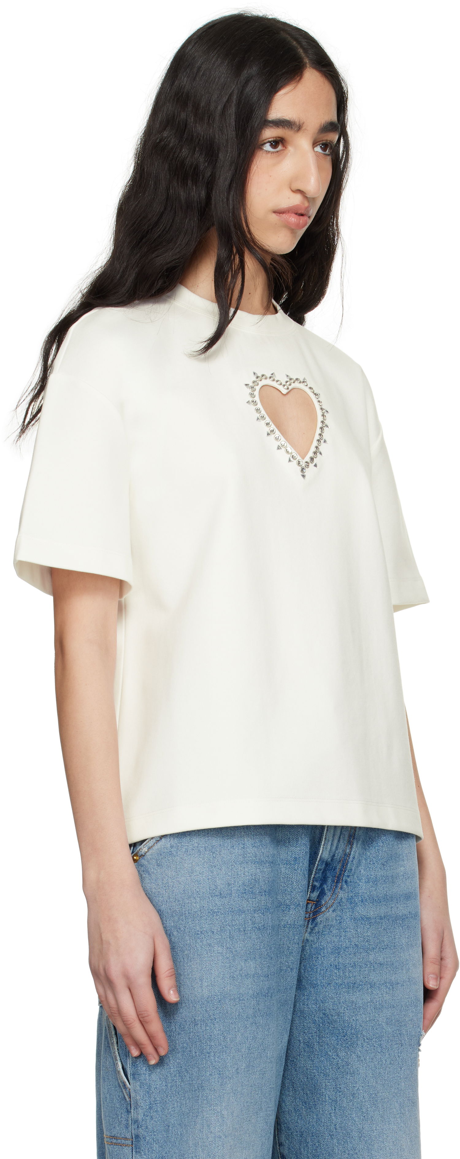 Tričko Area AREA Crystal Heart Cutout Relaxed T-Shirt Biela | 0000TS0026FA01, 1