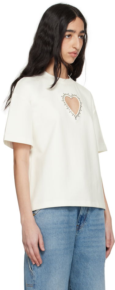 Tričko Area AREA Crystal Heart Cutout Relaxed T-Shirt Biela | 0000TS0026FA01, 1