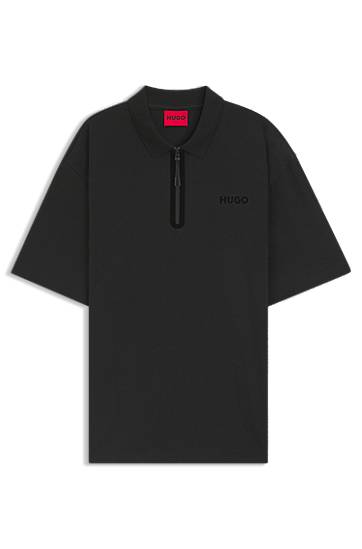 Polo tričko BOSS HUGO Zip Placket Polo Shirt Čierna | 50542313
