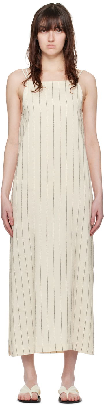 Šaty Loulou de Saison Loulou de Saison Etta Striped Midi Dress Béžová | ETTA, 0