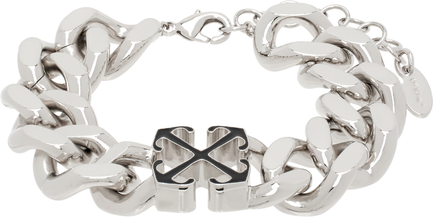 Náramok Off-White Enamel Arrow Chain Bracelet Metalická | OMOA106C99MET0017210, 0