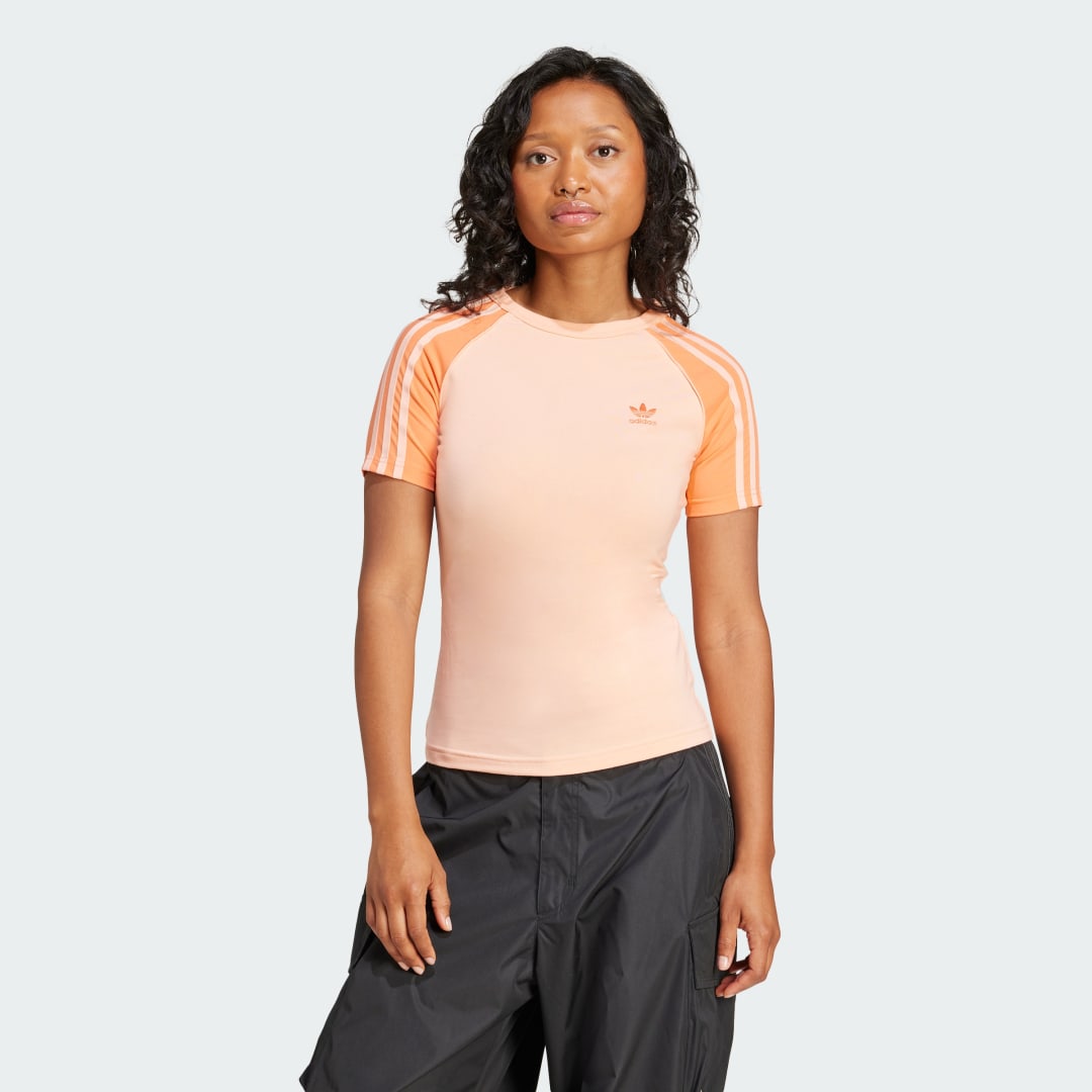 Tričko adidas Performance Adicolor 3-Stripes Raglan Slim T-Shirt Ružová | JD0832, 0