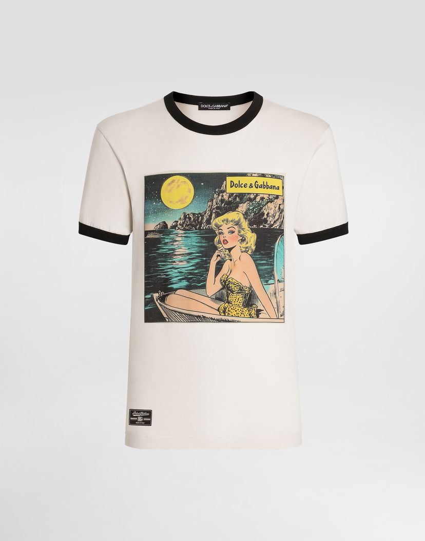 Tričko Dolce & Gabbana Dolce & Gabbana Comic Print Cotton T-Shirt Béžová | G8PV1TG7PHFA4567