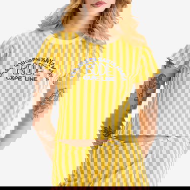 Tričko Bode Bode Striped T-Shirt with Logo Print Žltá | WRS25CS023-YLMLT, 2