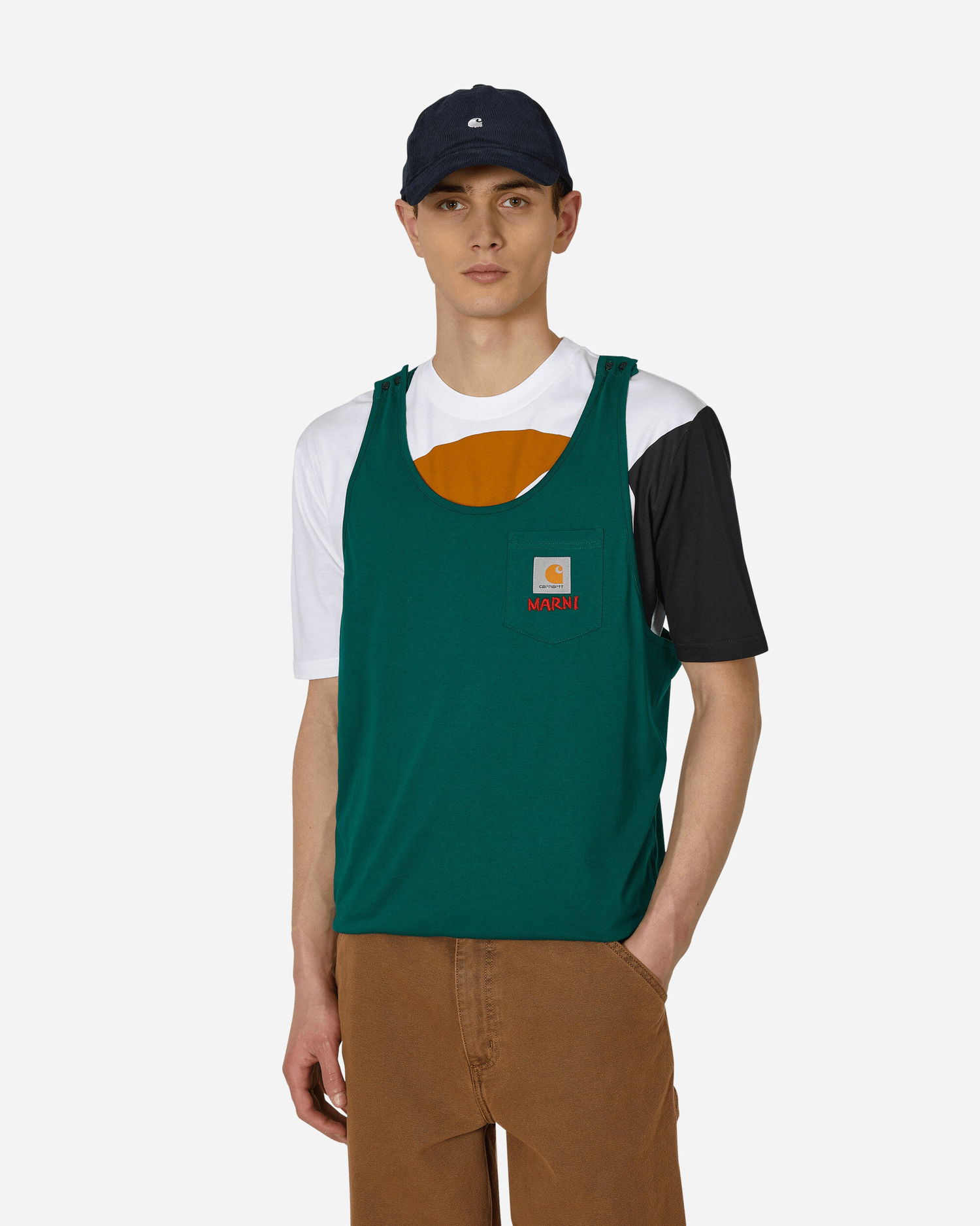 Tričko Marni Carhartt WIP x Pocket T-Shirt Zelené | HUMU031305UTX003 MLV66, 0