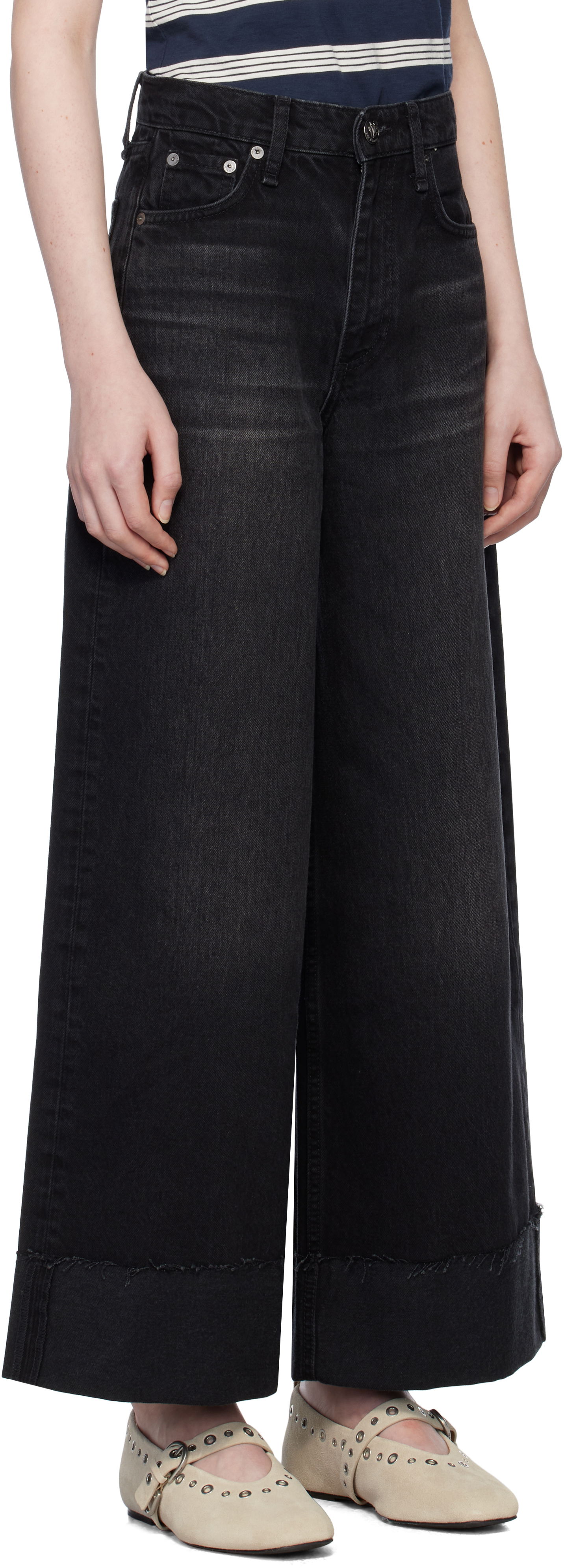 Džínsy rag & bone Sofie Ankle Wide Leg Jeans Čierna | WDD24H2993RGBL, 1