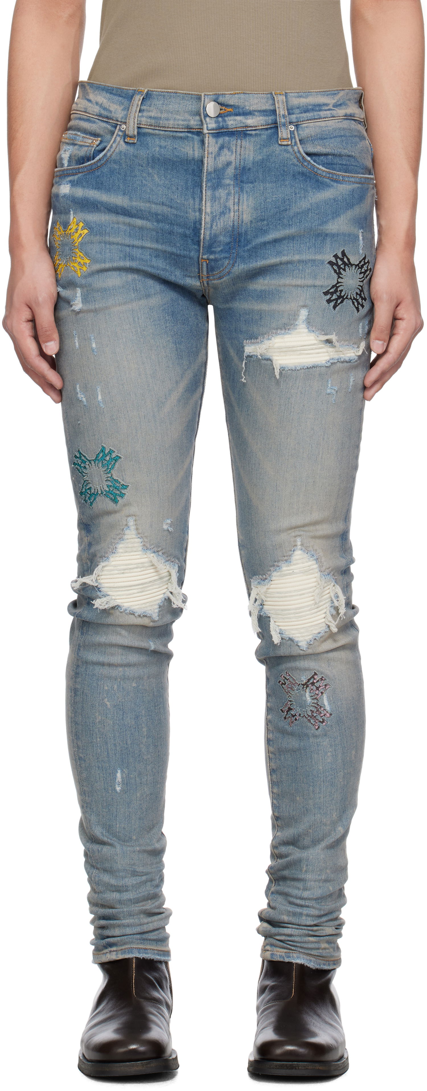 Džínsy AMIRI AMIRI MA Quad Cut Out MX1 Jeans Modrá | AMDNSY1121, 0