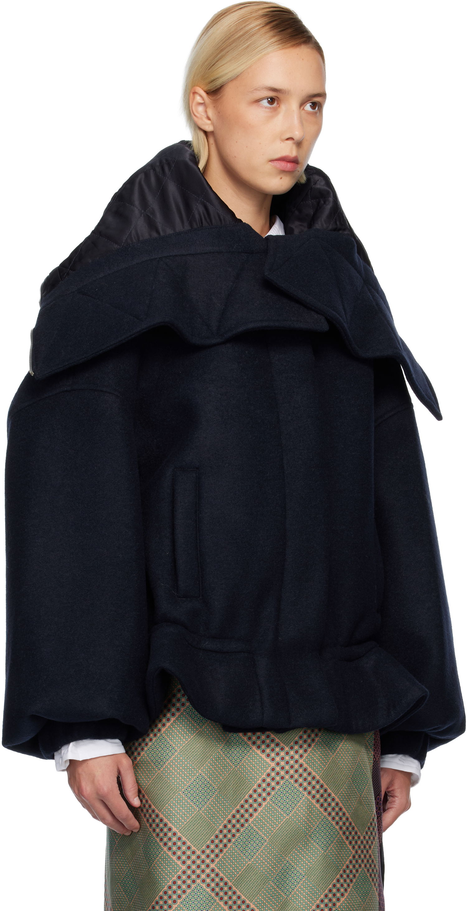 Parka Dries Van Noten Dries Van Noten Bonded Short Cape Collar Parka Navy | 252-010526-2231, 1