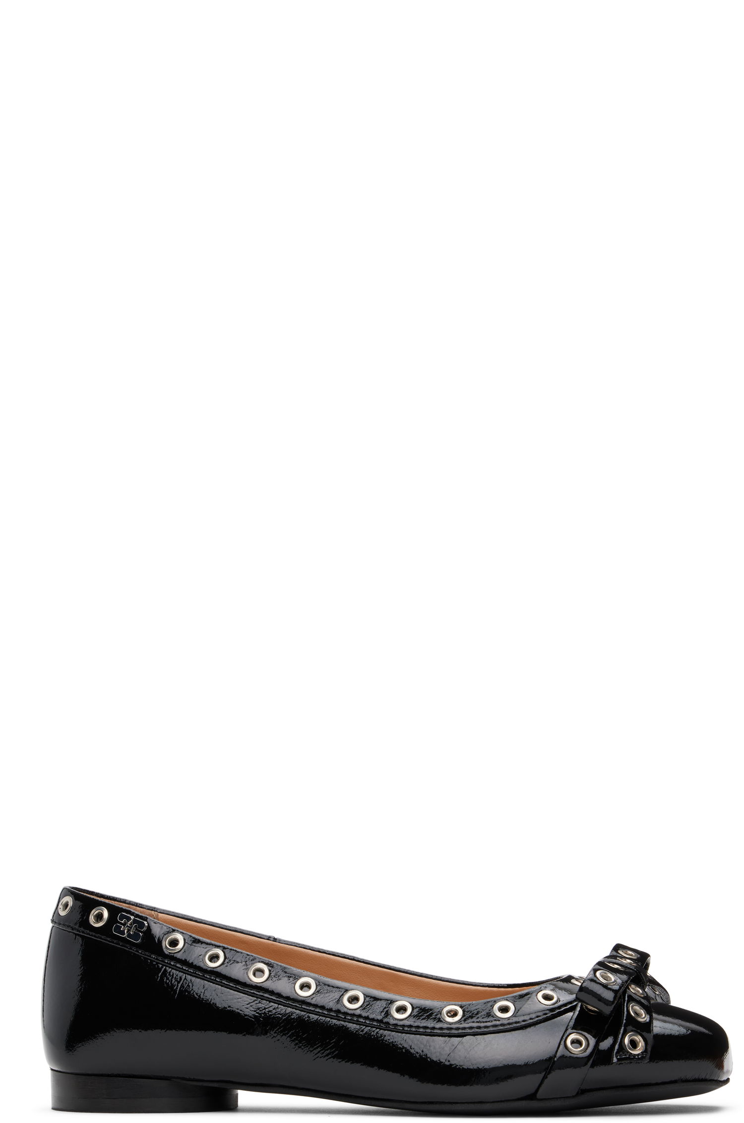 Šaty GANNI GANNI Eyelet Bow Ballerina Flats Čierna | S2755, 0