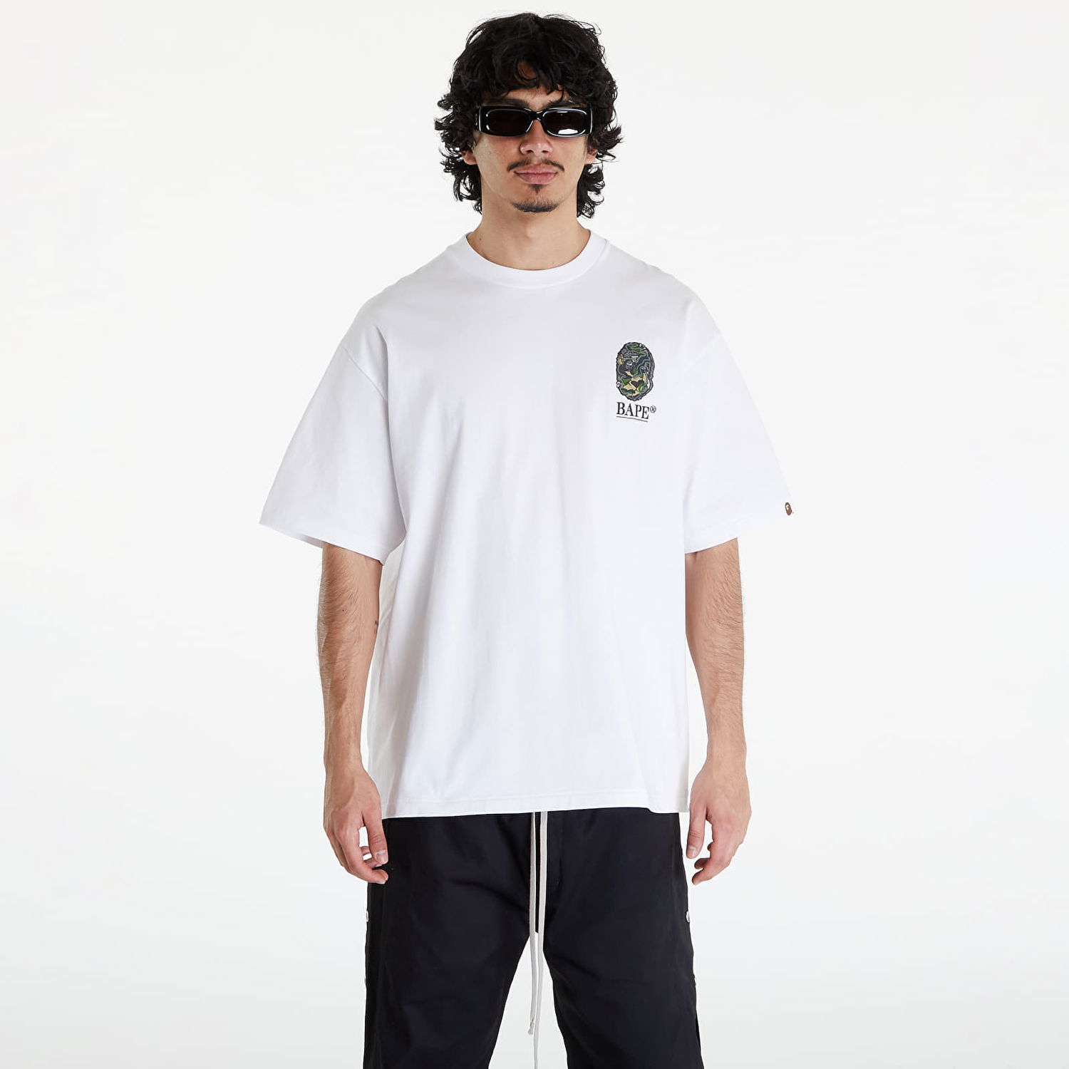Tričko BAPE A BATHING APE Camo Stone Ape Head Relaxed Fit Tee White Biela | 001TEK301316M WHT, 0