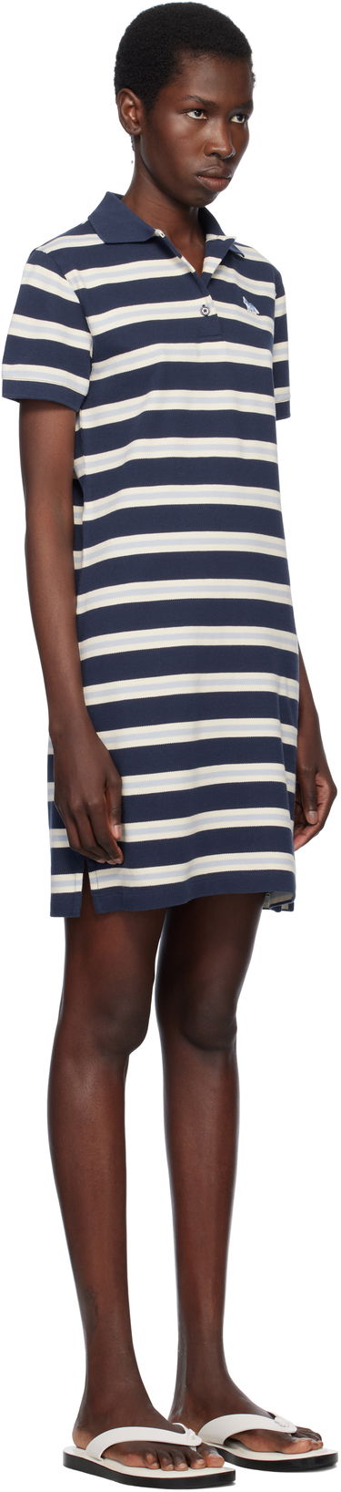 Šaty MAISON KITSUNÉ Maison Kitsuné Baby Fox Patch Striped Polo Dress Navy | OW01619KJ7010, 1