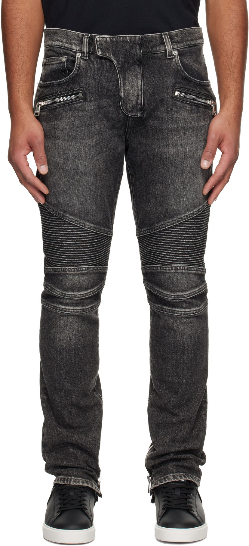 Džínsy Balmain Slim-Fit Biker Jeans Čierna | FH1MG115DF82