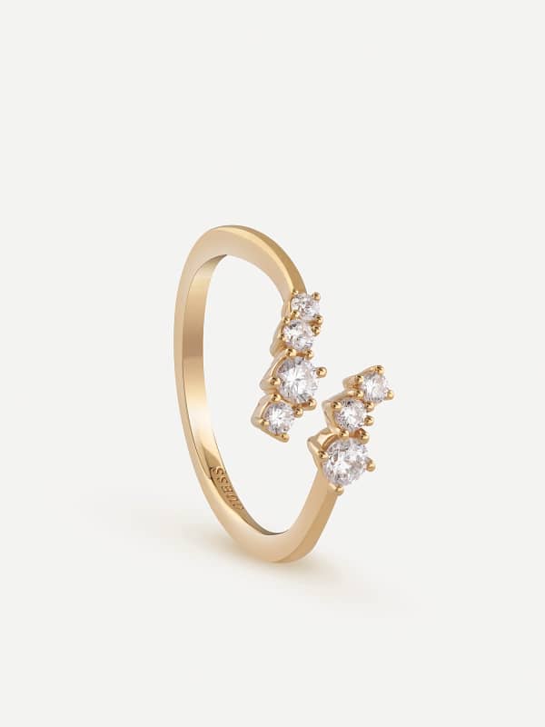 Prsteň GUESS Gold Tone Ring with Clear Crystal Accents Metalická | JSBR04473JW
