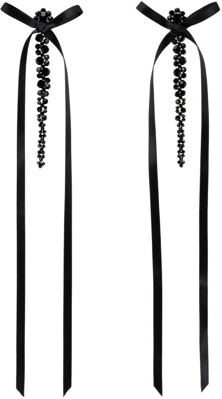 Náušnice Simone Rocha Simone Rocha Bow Ribbon Drip Earrings Čierna | ERG410 0903, 0