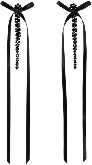 Náušnice Simone Rocha Simone Rocha Bow Ribbon Drip Earrings Čierna | ERG410 0903, 0