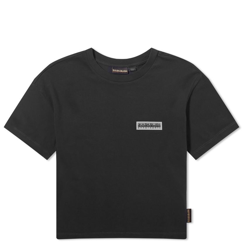 Tričko Napapijri Cropped T-Shirt with Logo Patch Čierna | NP0A4HOE0411