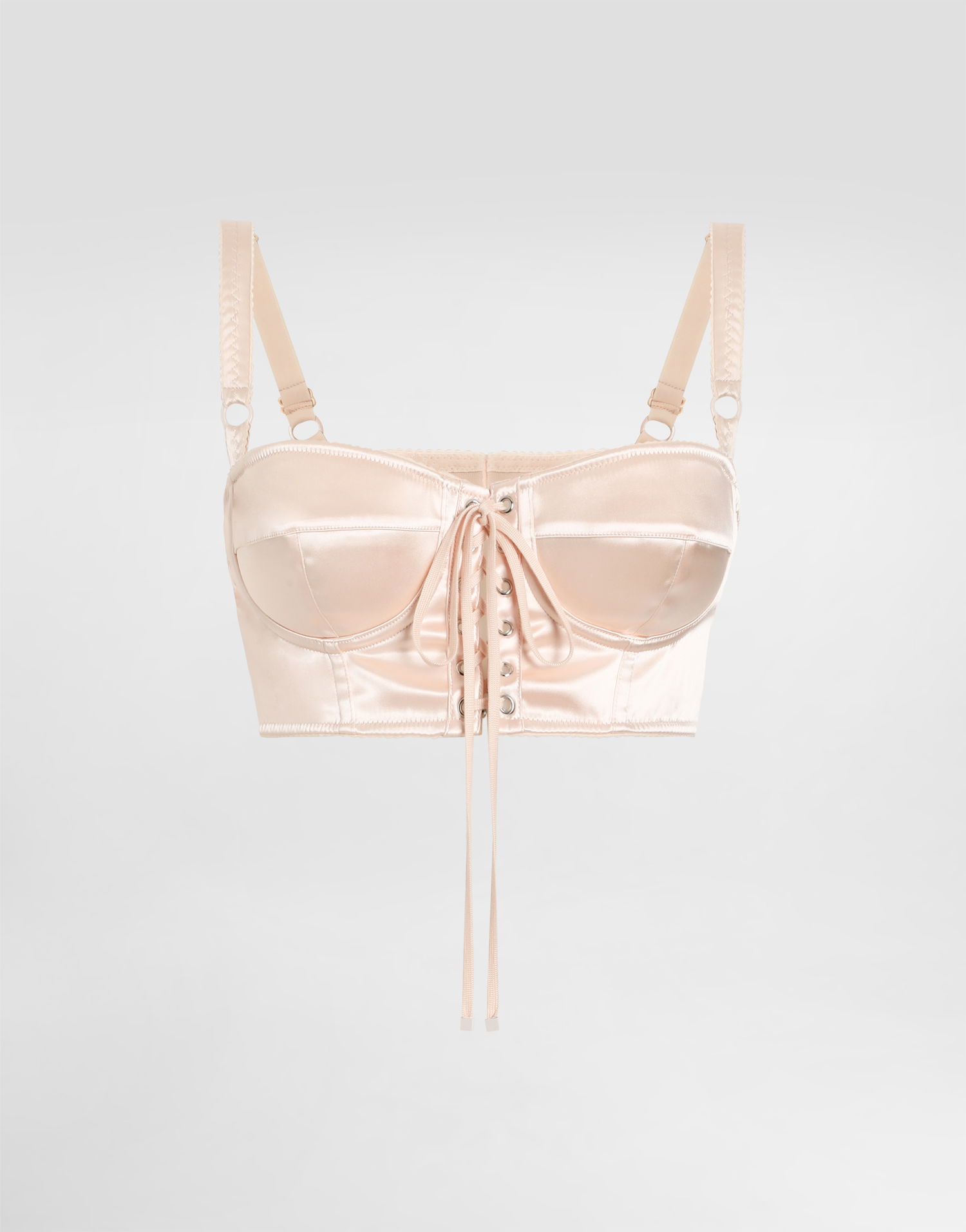Podprsenka Dolce & Gabbana Dolce & Gabbana Satin Bralette Top with Corset Detail Béžová | F7AW6TGDCMXF0658, 0