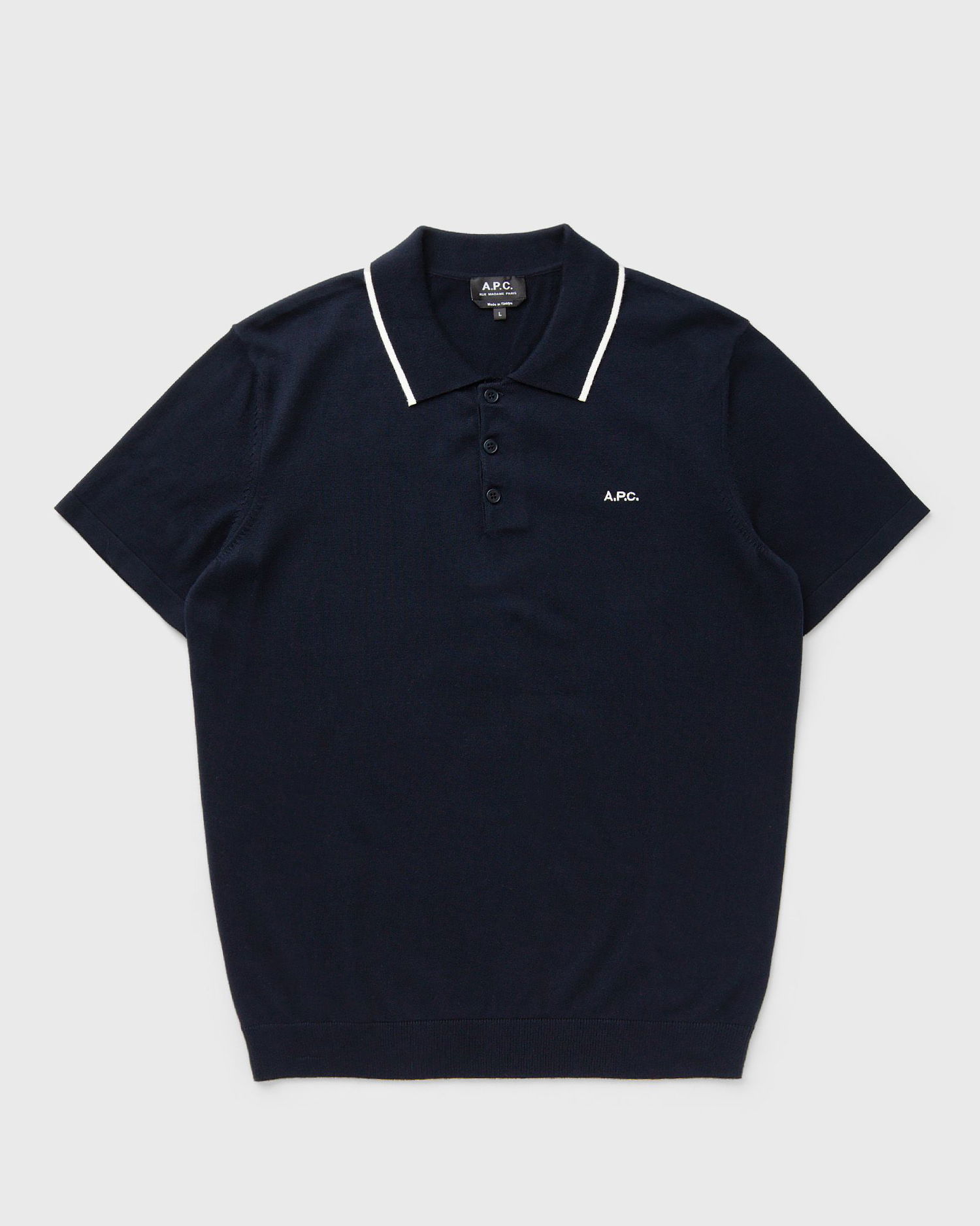 Polo tričko A.P.C. A.P.C. Fynn Knit Polo Shirt Navy | COGDK-H23309-TIG, 0