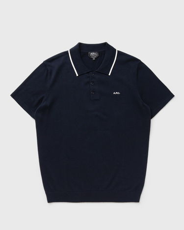 Polo tričko A.P.C. A.P.C. Fynn Knit Polo Shirt Navy | COGDK-H23309-TIG, 0