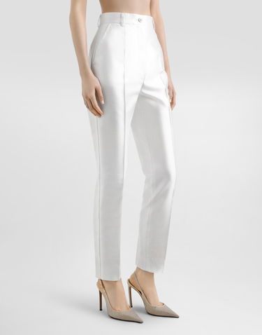 Nohavice Dolce & Gabbana Dolce & Gabbana Silk Trousers Biela | FTAM2TFU108W0001, 3