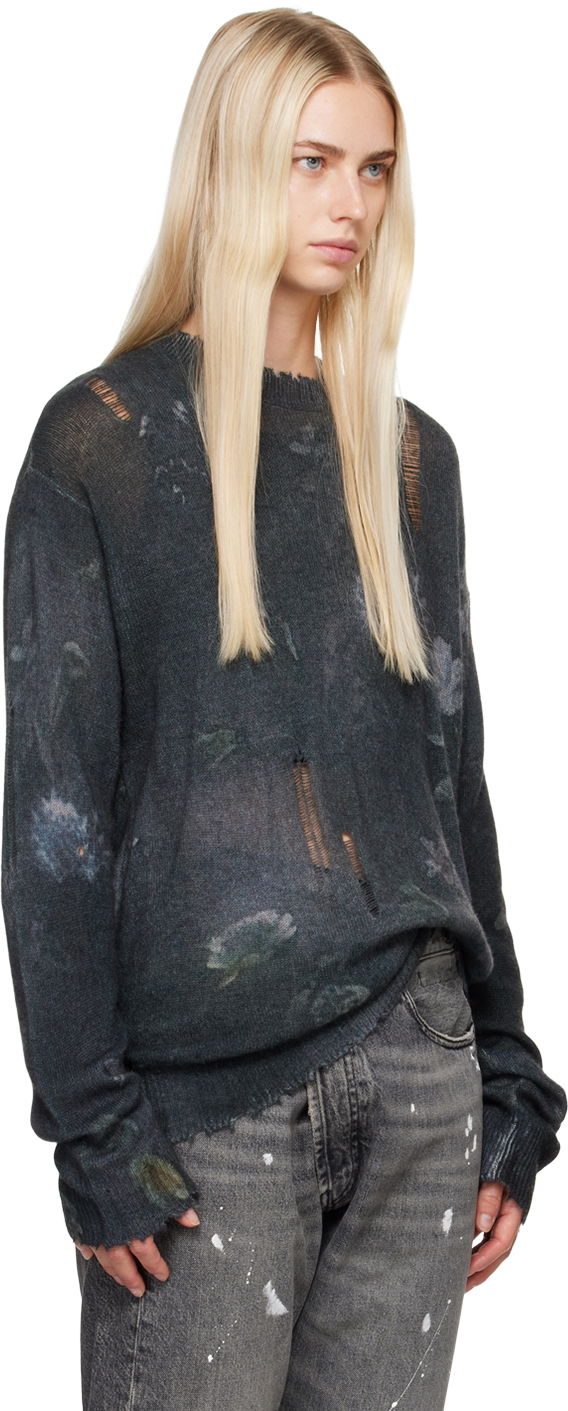 Sveter R13 R13 Distressed Floral Boyfriend Sweater Šedá | R13WY199 Y157A, 1