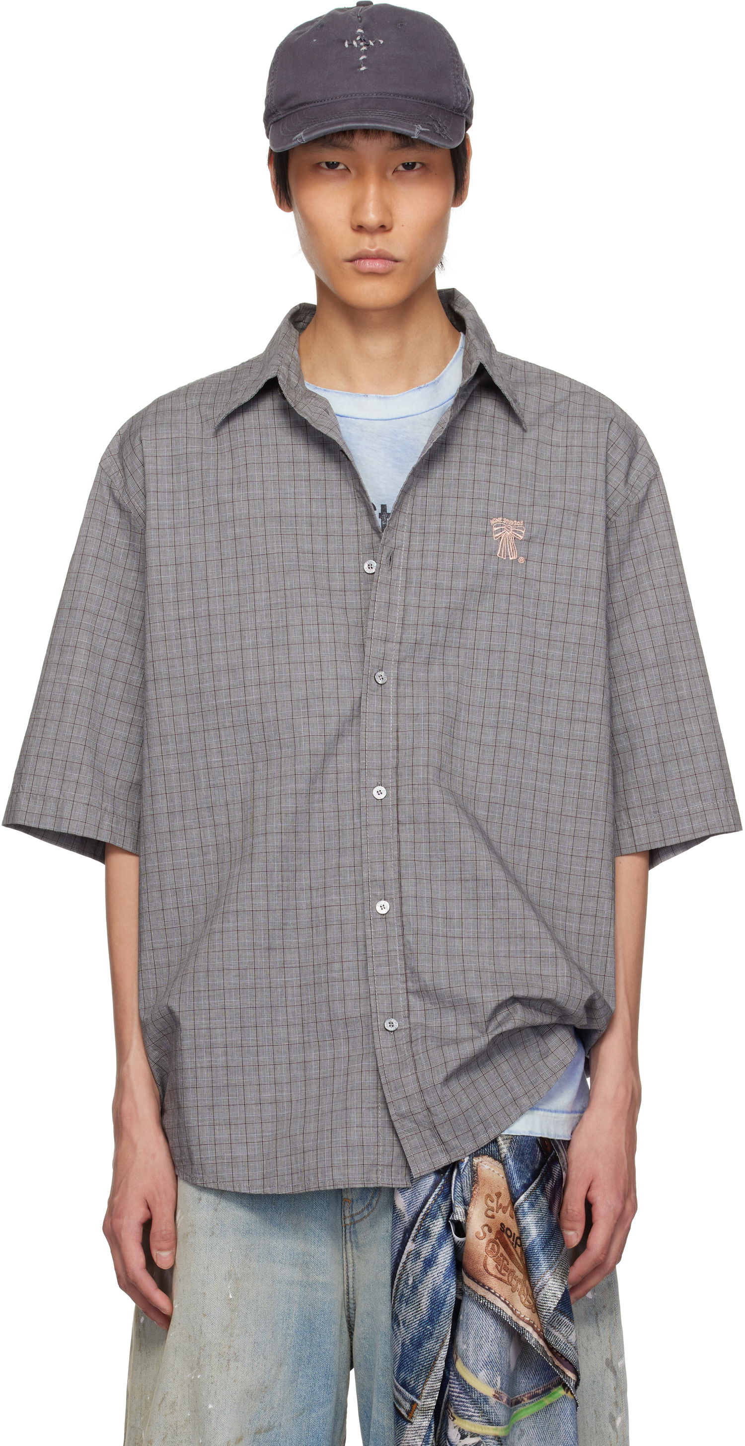 Košeľa Acne Studios Acne Studios Short Sleeve Button-Up Shirt Šedá | BB0614-, 0