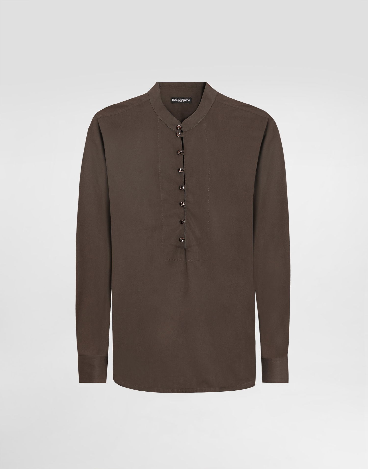 Košeľa Dolce & Gabbana Dolce & Gabbana Mandarin Shirt In Cotton Canvas Hnedá | G5NI5TFU5X4M1213, 0