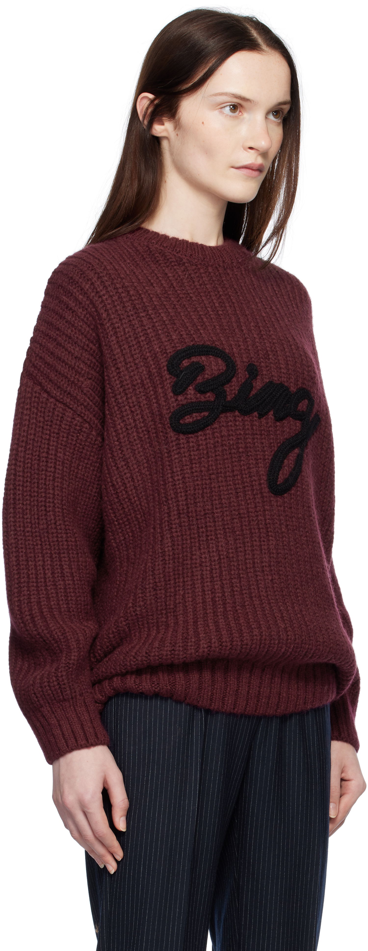 Sveter Anine Bing Women's Sydney Signature Knitted Sweater Vínová | A-09-10686-RED16, 1