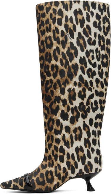 Doplnky GANNI GANNI Slouchy Leopard-Print Kitten Heel Boots Rôznofarebný | S2877, 2