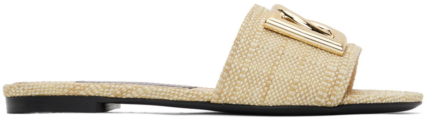 Tenisky a topánky Dolce & Gabbana Dolce&Gabbana Raffia Slide Sandals Béžová | CQ0592 AR344, 0