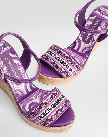 Doplnky Dolce & Gabbana Dolce & Gabbana Majolica Embroidery Wedge Sandals Fialová | CZ0318AV804I03TN, 3