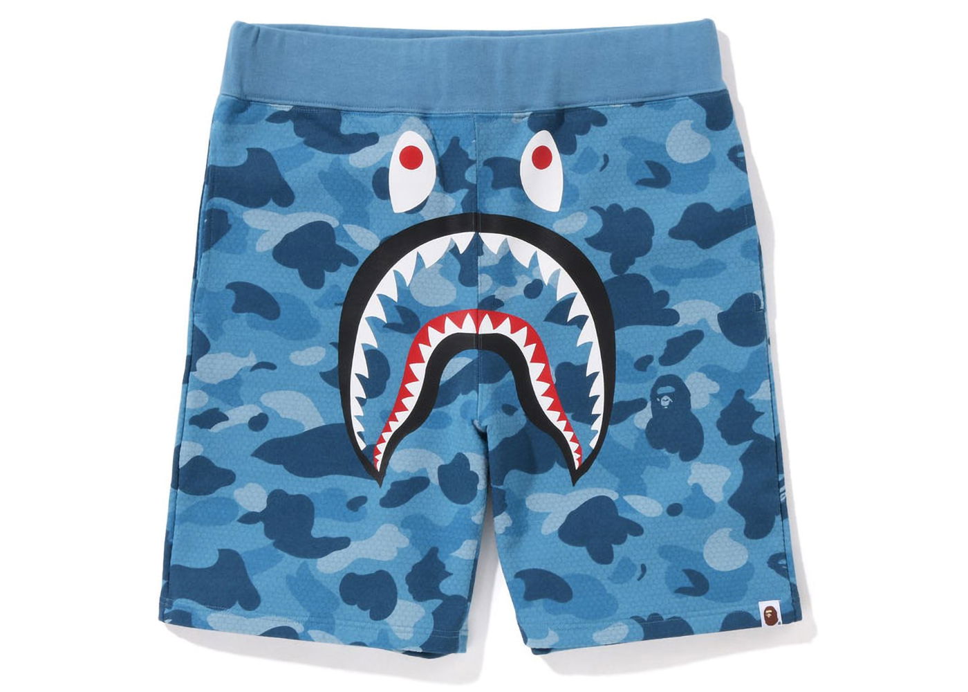 Šortky BAPE Honeycomb Camo Shark Sweat Shorts Modrá | 1J30-153-009, 0