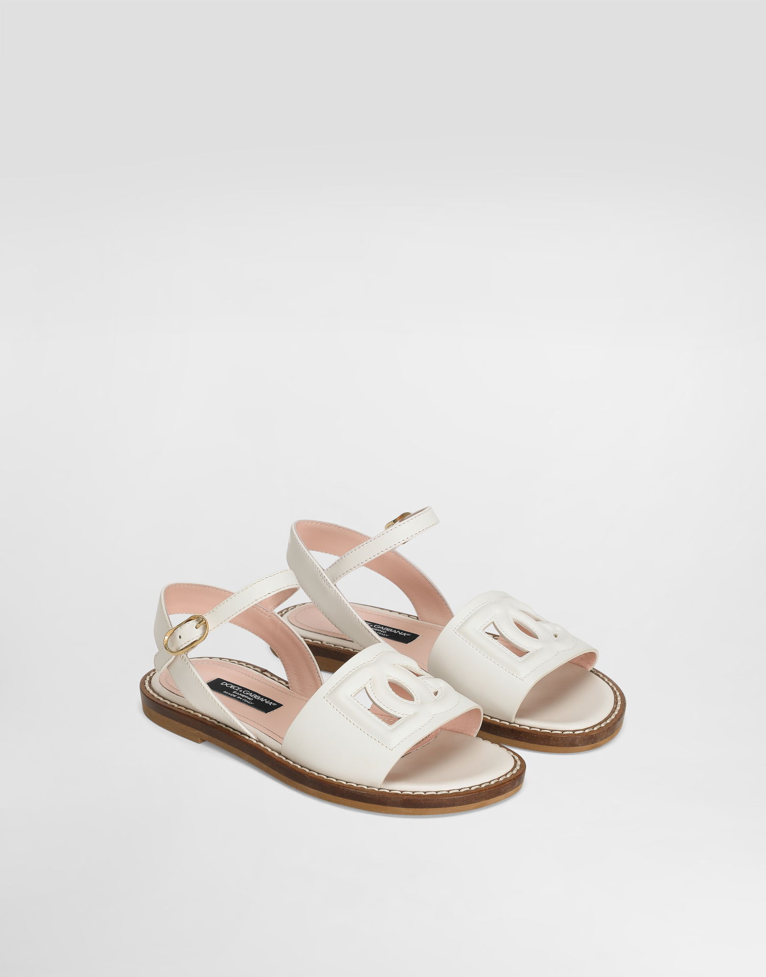 Doplnky Dolce & Gabbana Dolce & Gabbana Calfskin Sandals With Cut-Out Logo Biela | D11308A12238S936, 1