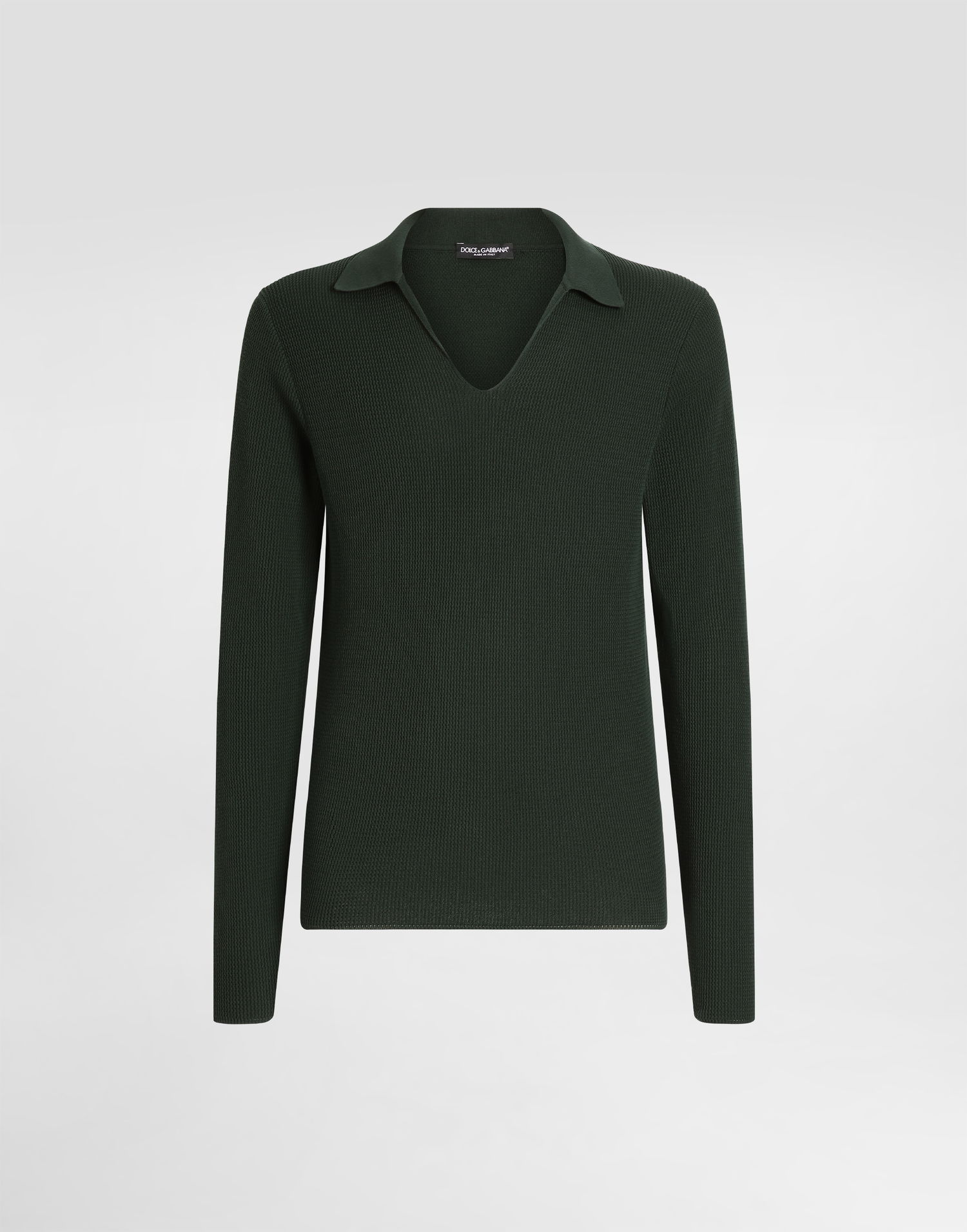 Sveter Dolce & Gabbana Dolce & Gabbana Knitted Cotton Polo Sweater Zelené | GXY44TJBCFNV7312, 0