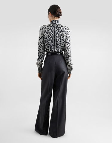 Košeľa Dolce & Gabbana Leopard-Print Silk Satin Shirt Šedá | F5R64TIS1WTHI13N, 2