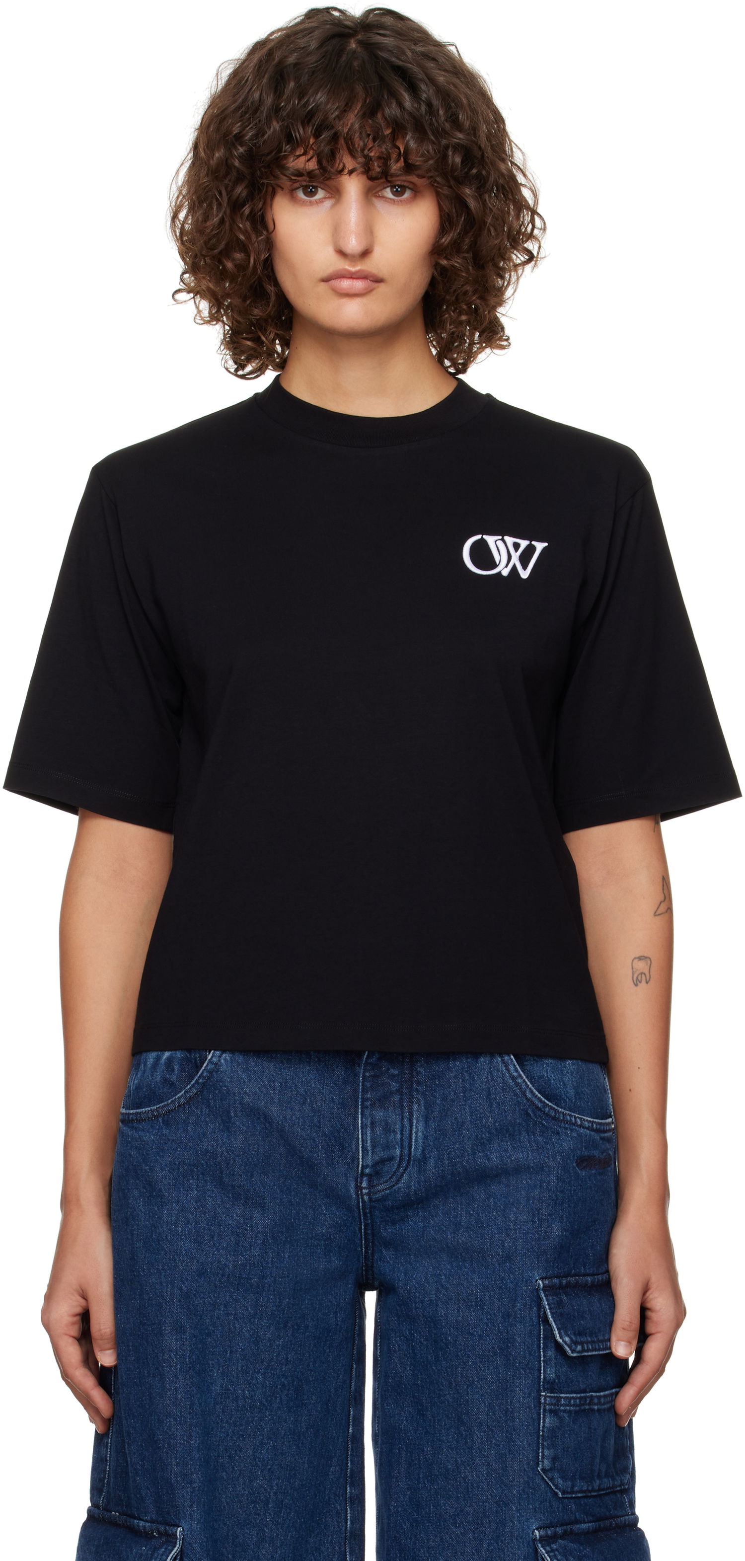 Tričko Off-White Black Boxy T-Shirt With Logo Čierna | OWAA124F24JER0081001, 0