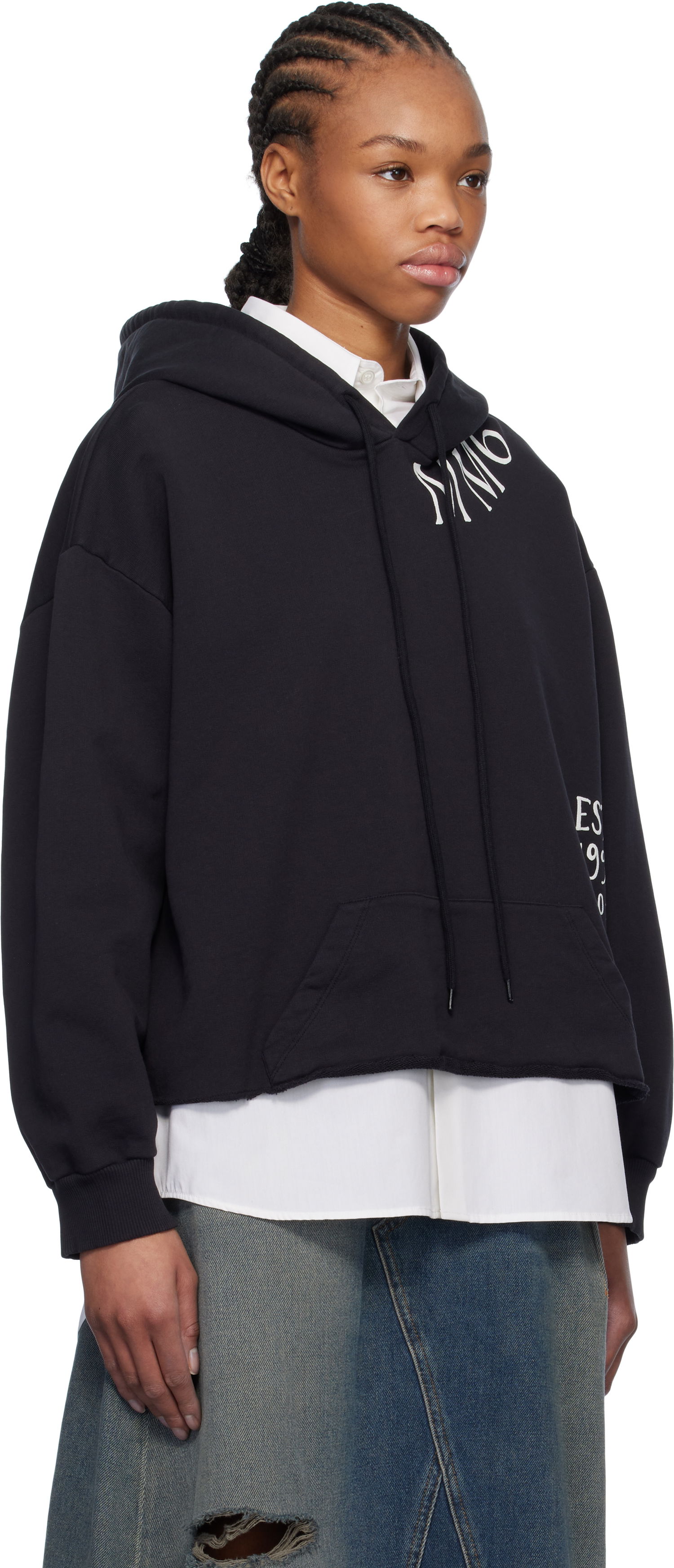 Mikina Maison Margiela MM6 Maison Margiela Raw Edge Cropped Hoodie Čierna | S52GU0241 M25012, 1
