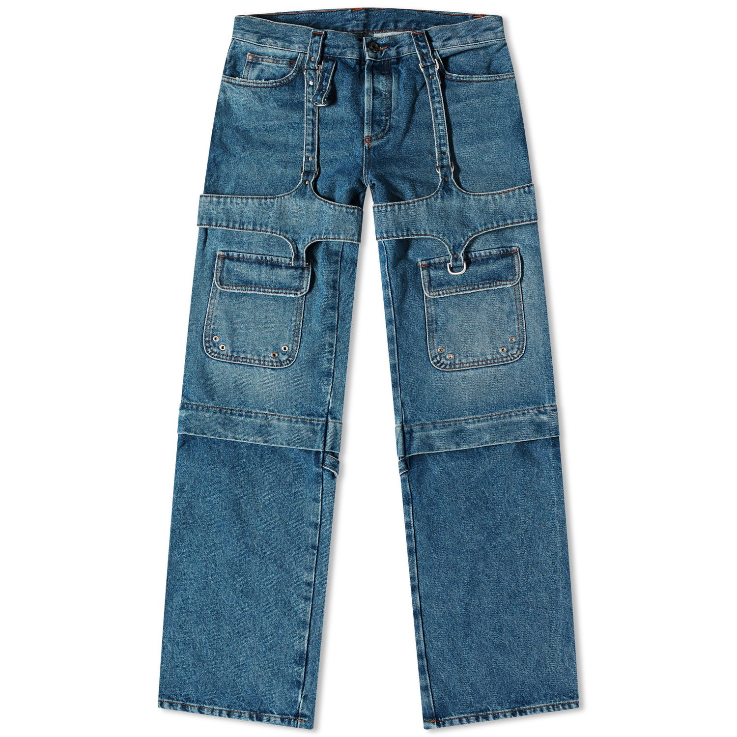 Cargo nohavice Off-White Cargo Zip Pant Modrá | OWYB016F23DEN0014500, 0