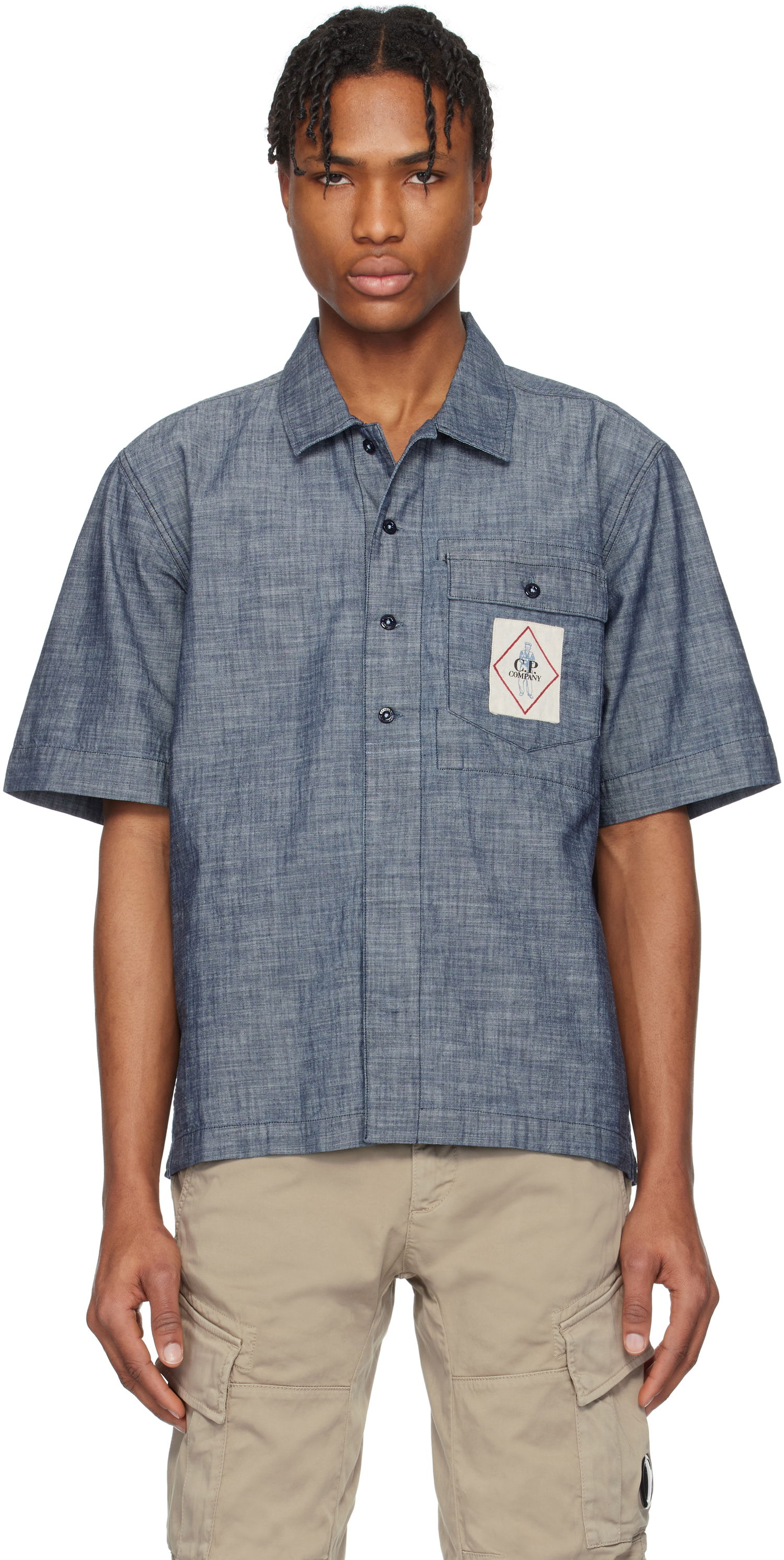 Košeľa C.P. Company C.P. Company Chambray Short Sleeve Shirt Modrá | 18CMSH151A-110065W, 0