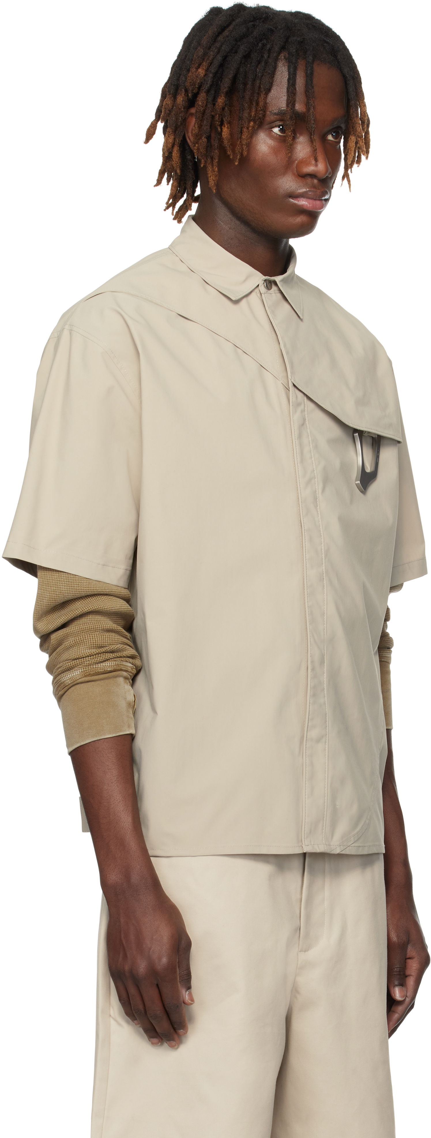 Košeľa HELIOT EMIL HELIOT EMIL Nylon Carabiner Short Sleeve Shirt Béžová | PRESS25_M_05_018_P04_ST18_CO, 1