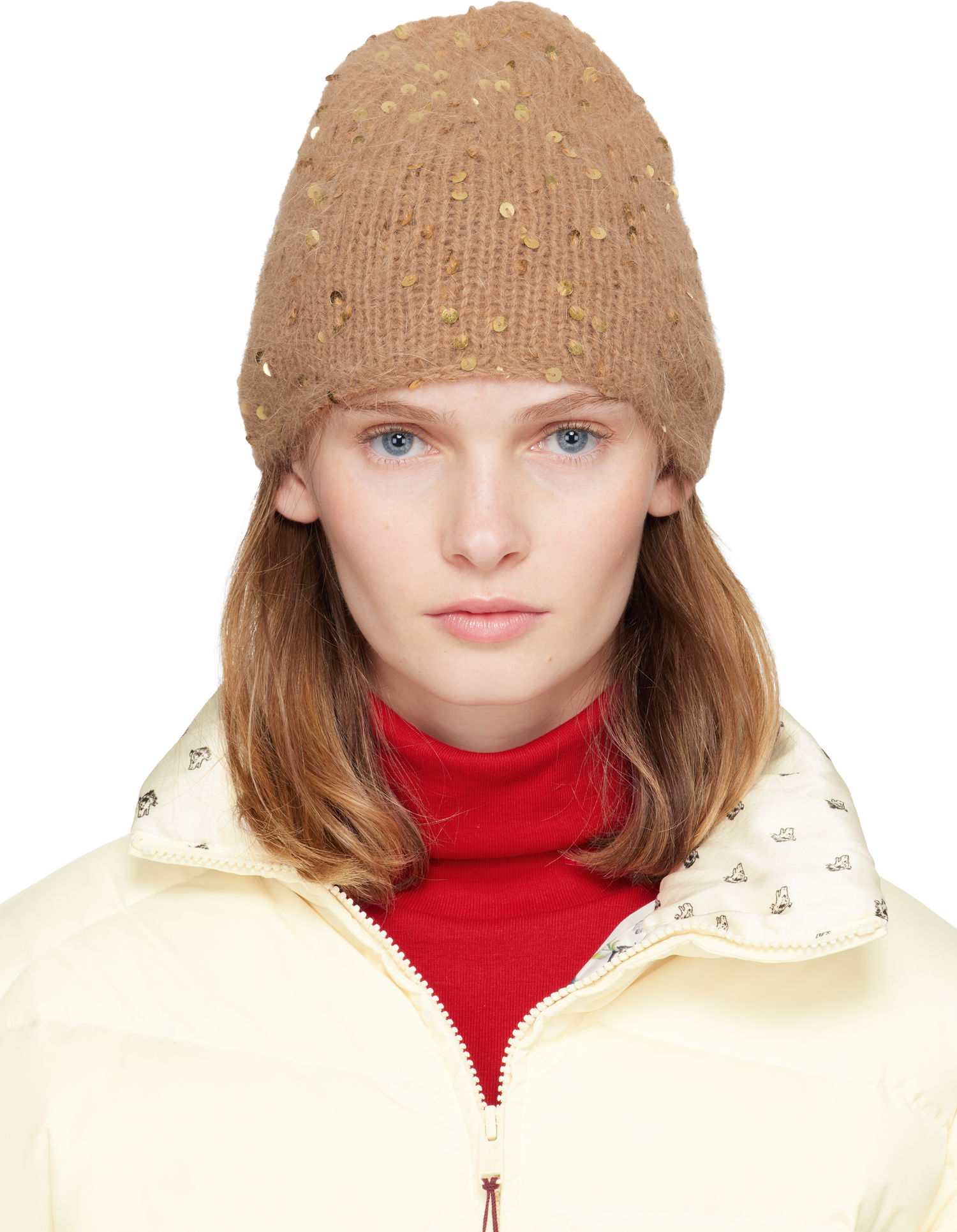 Kulicha UNDERCOVER Fuzzy Knit Sequin Beanie Béžová | UP2E1H01, 0