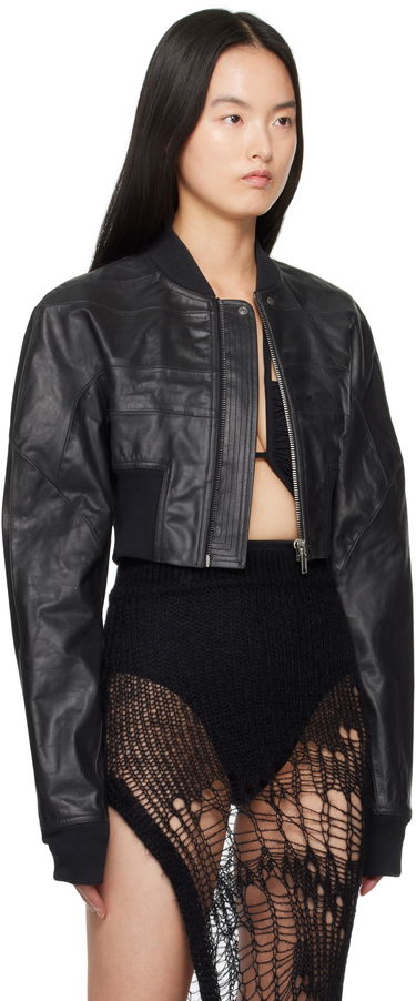 Bomber bunda Rick Owens Rick Owens Hollywood Girdered Cropped Leather Bomber Jacket Čierna | RP01E7713 LTP, 1