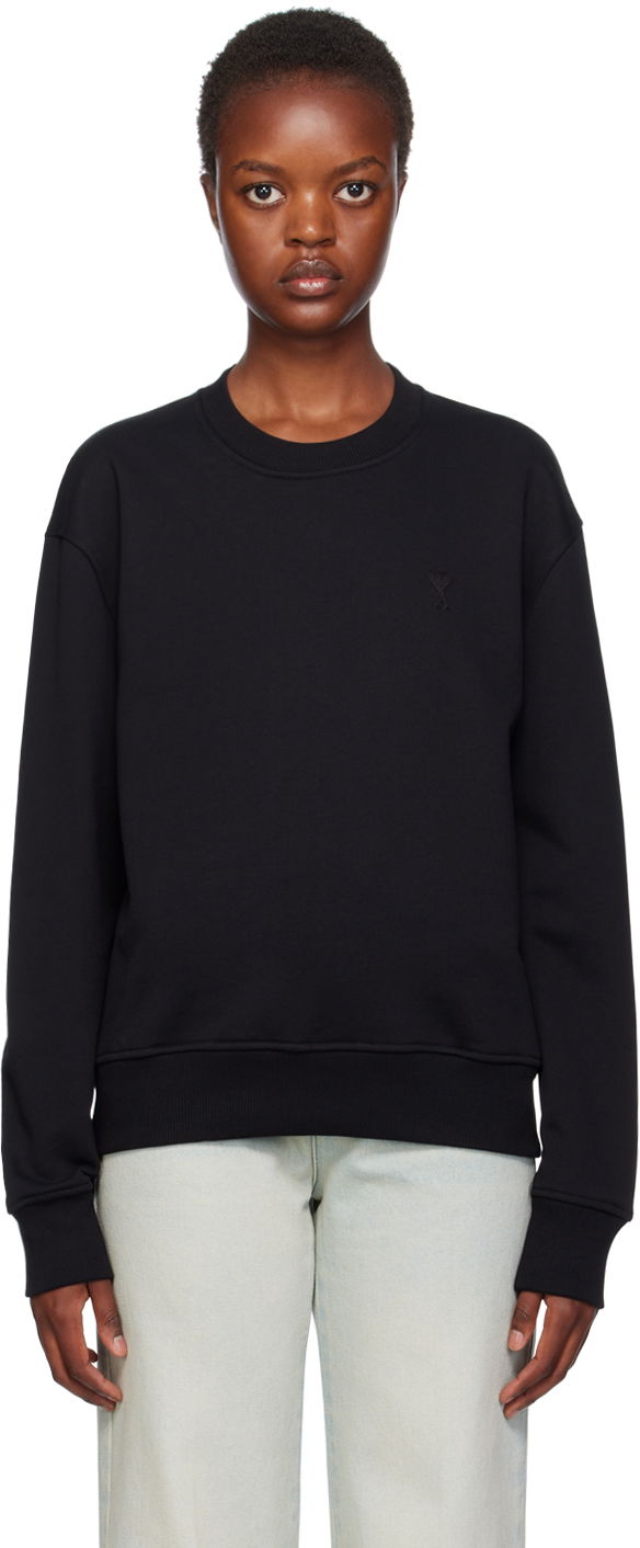 Mikina AMI Embroidered Sweatshirt Čierna | USW003.730, 0