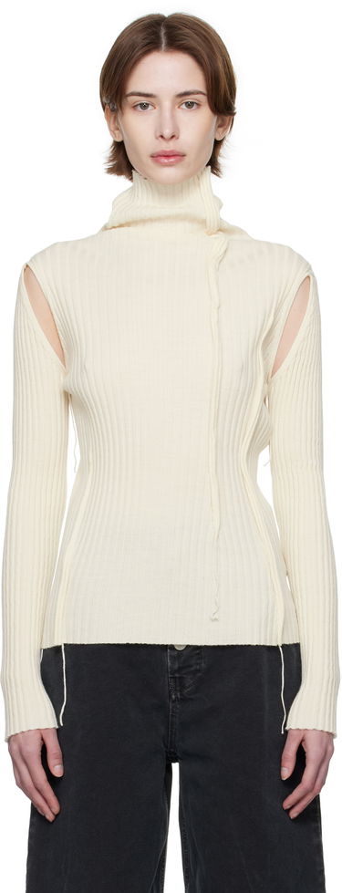Sveter Maison Margiela MM6 Maison Margiela Darted Rib Knit Turtleneck Top Biela | S52HA0294 M13087, 0