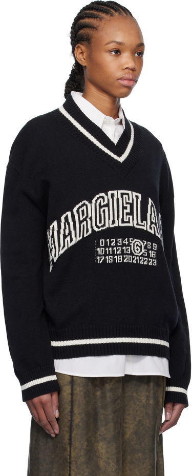 Sveter Maison Margiela MM6 Maison Margiela Varsity Jacquard Sweater Biela | S52HN0009 M13085, 4