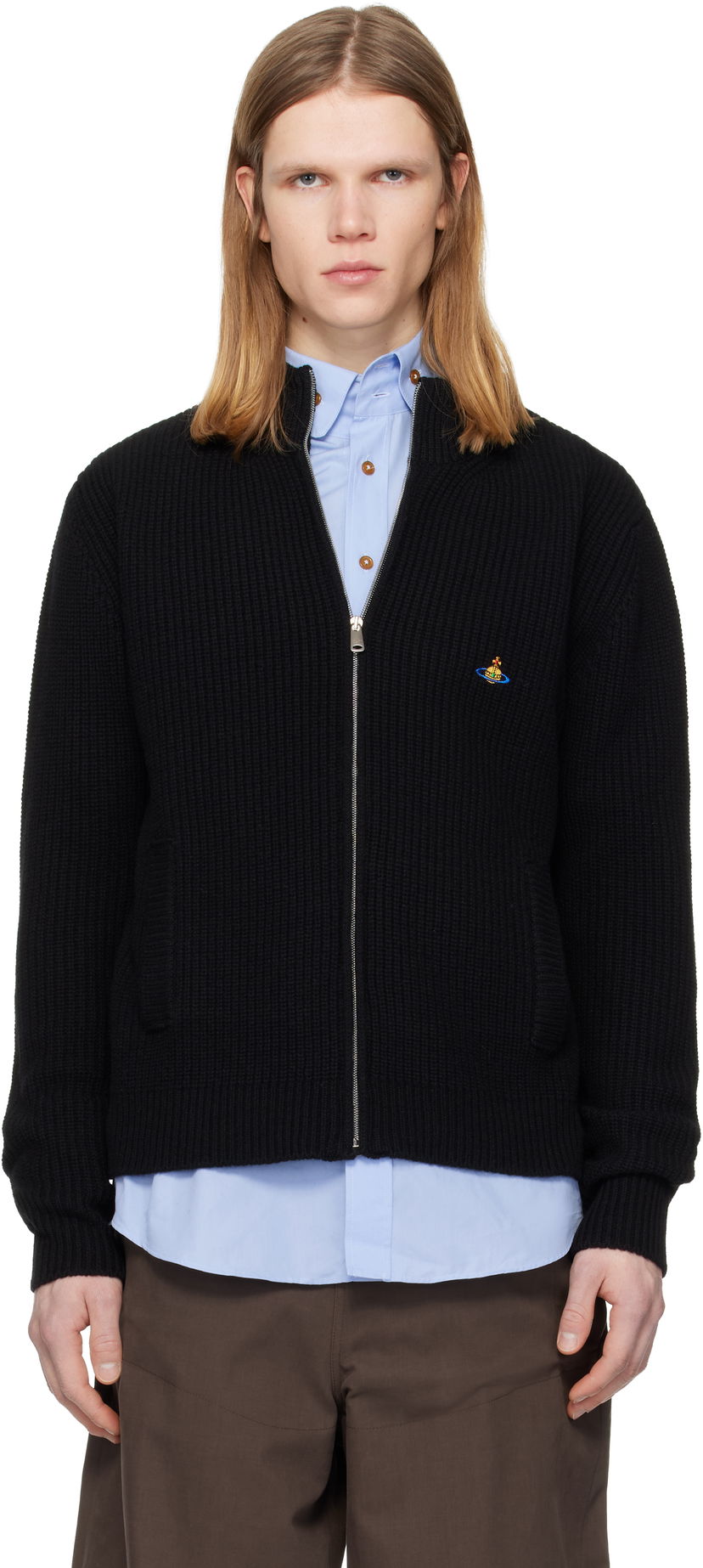 Sveter Vivienne Westwood Vivienne Westwood Fisherman Zip-Up Sweater Čierna | 2701002X-Y0018-