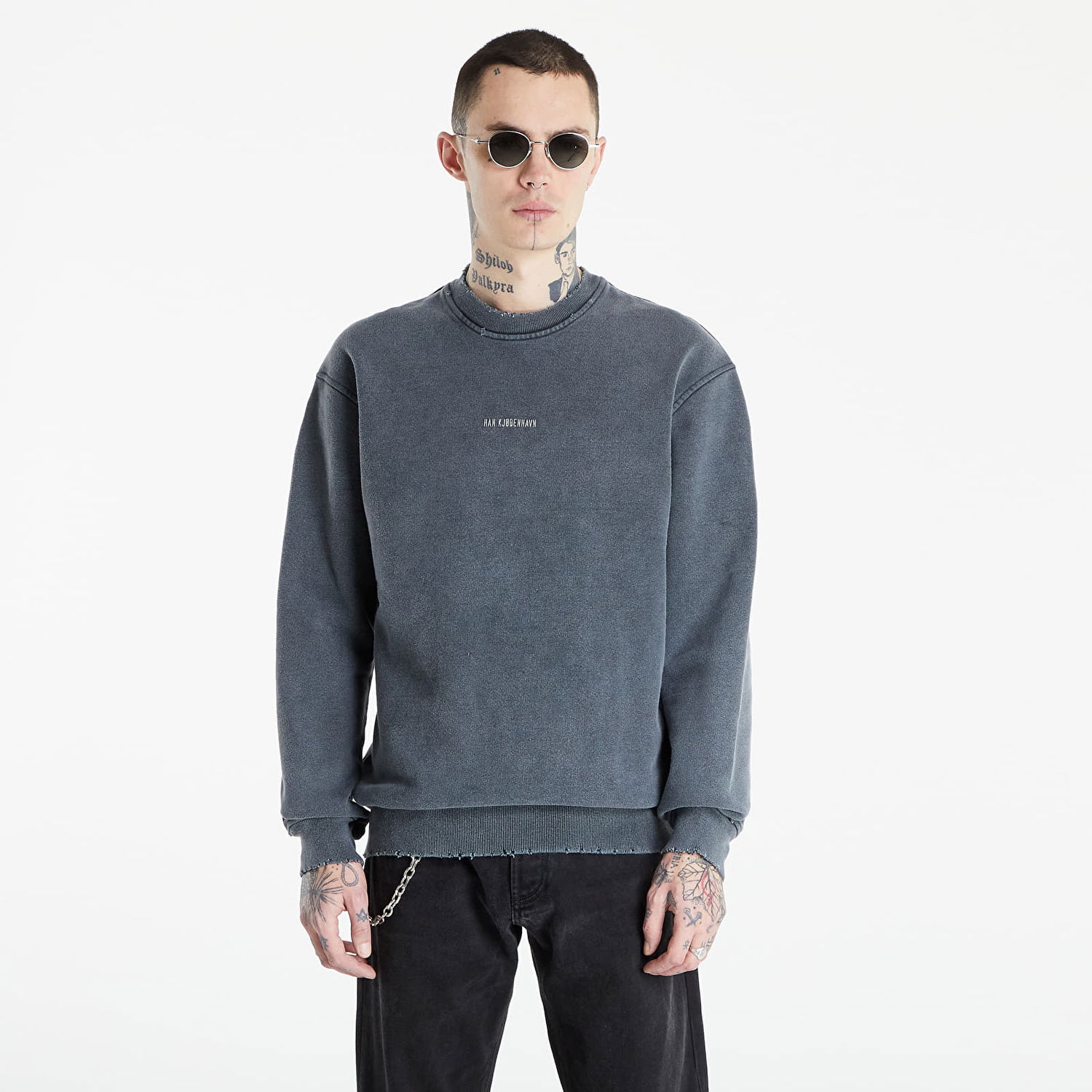 Mikina Han Kjøbenhavn Distressed Crew Logo Šedá | M-131443-080, 0